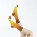 Chaussettes de yoga dégradées avec picots antidérapants, chaussettes sport élégantes. - Taille unique / Jaune chrome