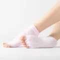 Pink yoga toe socks for women, non-slip grip dots on bottom, perfect for fitness dance training. - One Size / Half Toe - Solid Light Pink