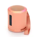 Tragbarer Mini WLAN Bluetooth Lautsprecher, rosa Zylinder Design mit Licht und Schlaufe. - Rosa