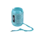 Portable T&G Bluetooth speaker in cyan with geometric pattern for outdoor and desktop music. - Chinese Knot Green