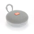 Tragbarer kabelloser Bluetooth-Lautsprecher mit Stoffnetz, Aufhängeband und starkem Bass. - Grau