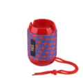 Portable wireless Bluetooth speaker with red blue fabric mesh and handy red lanyard. - Floral Red