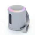 Tragbarer kabelloser Bluetooth Lautsprecher mit bunten RGB-Lichtern und Trageschlaufe grau mini - Hellgrau