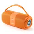 Tragbarer kabelloser Bluetooth-Lautsprecher, orangenes Stoffnetz, LED-Licht, praktischer Griff. - Gold