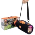 Portable wireless Bluetooth speaker with colorful LED lights, strap and 20W bass sound. - Black