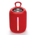 Tragbarer kabelloser Bluetooth-Lautsprecher in Rot mit LED-Lichtleiste und Griff für draußen. - Rot