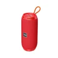 Portable wireless Bluetooth speaker with TWS stereo bass, rechargeable battery and handy lanyard. - Red