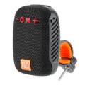 Detailansicht des tragbaren Outdoor Fahrrad Bluetooth Lautsprechers mit Lenkerhalterung. - Schwarz