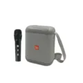 Portable Bluetooth speaker with wireless microphone karaoke set grey outdoor audio device - Silver Gray