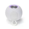 Haut-parleur Bluetooth sphérique blanc portable avec maille en tissu et anneau LED. - Blanc