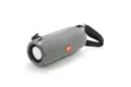 Portable fabric Bluetooth speaker with dual passive radiators and waterproof design - Silver Gray
