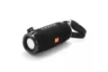 Portable black cylindrical fabric Bluetooth wireless outdoor waterproof speaker with strap - Black