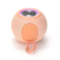 Haut-parleur Bluetooth rose portable avec design en tresses de tissu et lumiere LED. - Rose