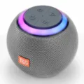 Portable spherical wireless Bluetooth speaker with colorful LED lights and deep bass sound. - Gray