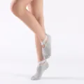 Grijze Teen Yogasokken Vijf Teen Anti Slip Pilates Sokken Met Kruisbandjes Dames - Eén maat / Volledige teen lichtgrijs