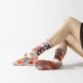 Tie-dye non-slip yoga socks with grip dots, comfortable long pilates socks for women fitness workout. - One Size / Maple Leaf Red