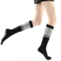 Black grey non-slip five toe yoga socks knee high sports socks for women fitness - One Size / Striped Black