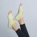 Non-slip five toe yoga socks with cross straps for women fitness pilates athletic wear. - One Size / Open Toe Light Yellow