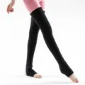 Black knit leg warmers for women, long slouch socks for dance yoga, cozy winter warm footwear. - Dazzling Black