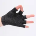 Gants de yoga antidérapants demi-doigts gris foncé pour fitness sport transpiration - Taille unique / 100% Coton Gris Foncé
