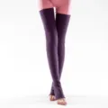 Purple knitted over-the-knee leg warmers, cozy ribbed design for yoga and dance fitness. - Deep Purple