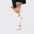 Non-slip yoga socks with argyle pattern for women, breathable cotton pilates grip socks floor use - One Size / Creamy White