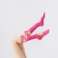 Roze teen yoga pilates sokken met linten voor vrouwen comfortabele sport fitness training - Eén maat / Rozerood