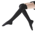 Black over-the-knee five toe yoga socks with anti-slip grip soles for fitness and dance. - One Size / Black