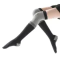 Comfortable over-the-knee five-toe yoga socks with non-slip grips for fitness and dance. - One Size / Striped Black