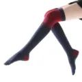 Over the knee five toe yoga socks blue red non slip sports socks winter warm dance socks - One Size / Striped Navy