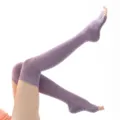 Purple Over The Knee Grip Yoga Socks Split Toe Non Slip Pilates Athletic Long Warm Socks - One Size / Over-the-Knee Open-Toe Light Purple