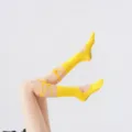 Gele bandjes vijfteen yoga pilates danssokken, antislip grip sport fitness beenmode - Eén maat / Teder Geel