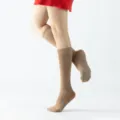 Calzini da Yoga Antiscivolo Beige Donna, Calze Sportive da Danza a Polpaccio con Grip New - Taglia unica / Cachi