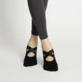 Chaussettes de yoga antidérapantes noires croisées pour femmes fitness pilates sport - Taille unique / Noir