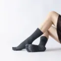 Non-slip grip five toe yoga socks for women, high crew pilates and dance socks gray. - One Size / Dark Gray