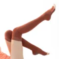 Comfortable over-the-knee yoga socks with anti-slip grip dots and split-toe design for workout. - One Size / Over-the-Knee - Open Toe Brick Red