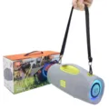Portable wireless bluetooth speaker with strap, 20W dual speakers, TWS subwoofer and LED lights. - Gray
