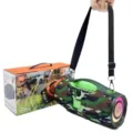 Portable TG437 Bluetooth speaker with camo green strap, dual speakers and LED light. - Camouflage