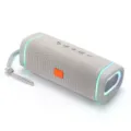 Portable Wireless Bluetooth Speaker, Gray Fabric Mesh with LED Light Rings and Strap. - Light Gray