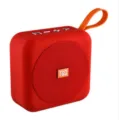 Tragbarer kabelloser Bluetooth-Lautsprecher in leuchtendem Rot mit praktischer Trageschlaufe. - Rot