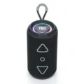 Tragbarer kabelloser Bluetooth-Lautsprecher mit RGB-Lichtern, Zylinderform und praktischer Schlaufe. - Schwarz
