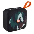 Altoparlante Bluetooth wireless portatile con tessuto mimetico e pratica cinghia arancione. - Colore mimetico