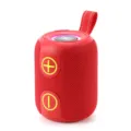 Haut-parleur Bluetooth sans fil portable avec design en tissu cylindrique et corps rouge. - Rouge
