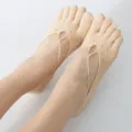 Damen Netz Zehensocken aus Samt, atmungsaktive flache unsichtbare Yoga Bootsocken Haut - Einheitsgröße / Kreuzgurt-Stil / Hautfarben