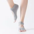 Women's open toe open back five toe grip yoga socks grey non slip breathable sports socks - One Size / Light Gray