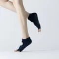 Donkerblauwe antislip yogasokken open rug tien teentjes pilates sokken voor dames - Eén maat / Open tenen marineblauw