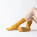 Chaussettes de Yoga en Bouclette Jaune Antidérapantes Pilates Chaudes Épaisses Hiver - Taille unique / Jaune Vif