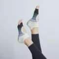 Backless Five-Toe Yoga Socks Non-Slip Grip Fitness Pilates Athletic Socks for Women - One Size / Open-Toe Color Block Blue