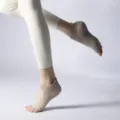 Beige non-slip yoga socks with open toes and cutout design, perfect for pilates fitness. - One Size / Open-Toe Beige-Apricot