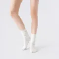 White slouch yoga socks for women, comfortable cotton pilates and dance socks with non-slip grips. - One Size / Pure White